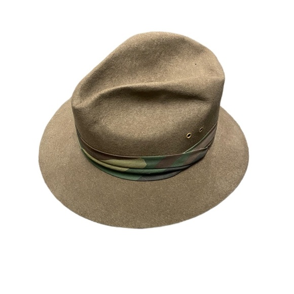 Vintage Men’s 100% Wool Classic Brown Camo Fly Fish Camping Hat Sz XL - Picture 2 of 5